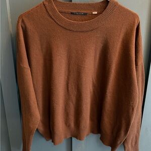 T Tahari Rich Brown Crew Neck Sweater
